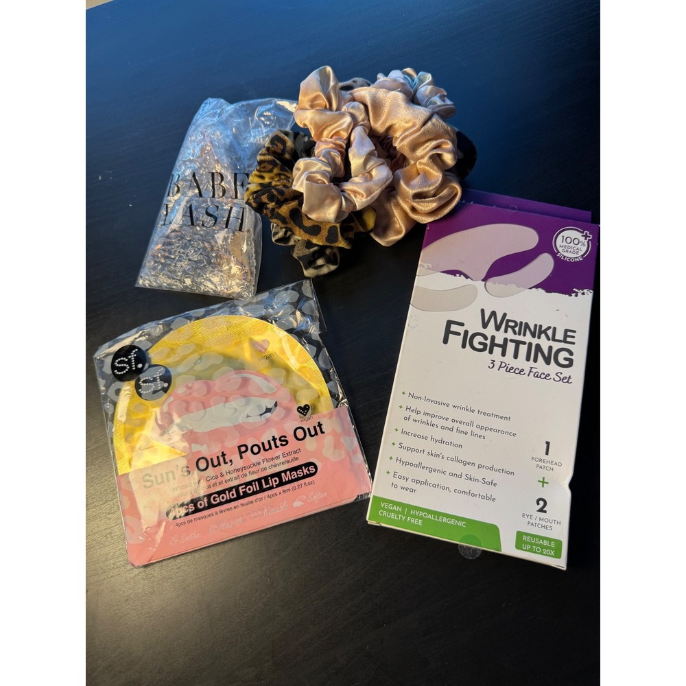 Spa Day Self care Bundle, Scrunchies, eyelash curler, face masks, lip masks